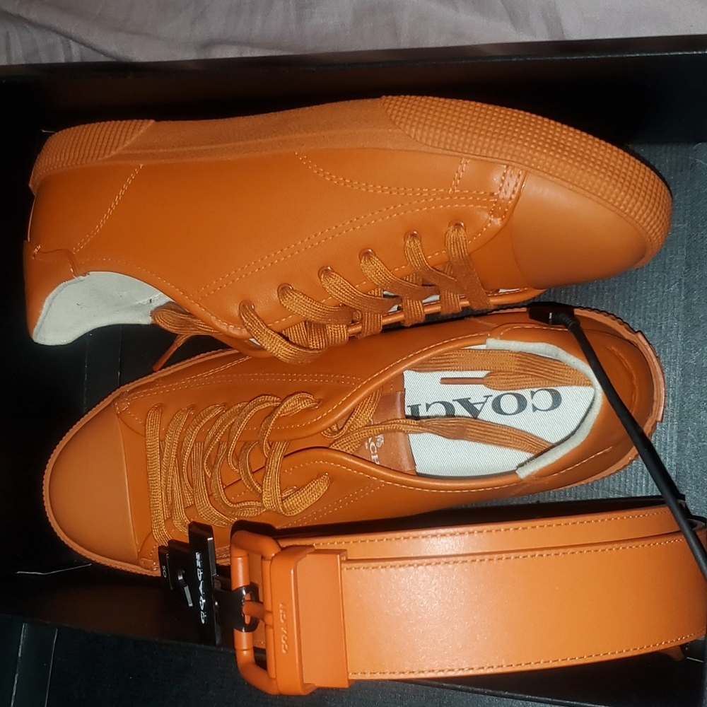Men Coach sneakers and belt